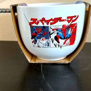 The Amazing Spider-Man 20 oz Ramen Bowl with chopsticks